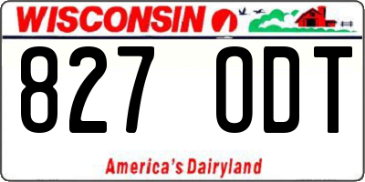 WI license plate 827ODT