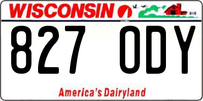 WI license plate 827ODY
