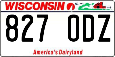 WI license plate 827ODZ