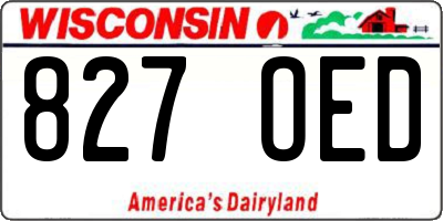 WI license plate 827OED