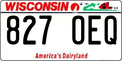 WI license plate 827OEQ