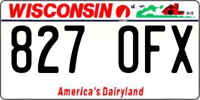 WI license plate 827OFX