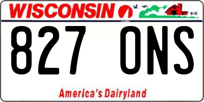 WI license plate 827ONS