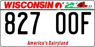 WI license plate 827OOF