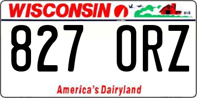 WI license plate 827ORZ