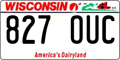 WI license plate 827OUC