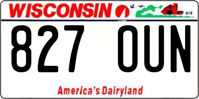 WI license plate 827OUN