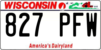 WI license plate 827PFW
