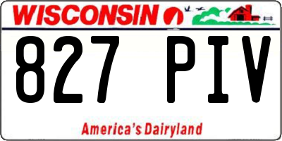WI license plate 827PIV
