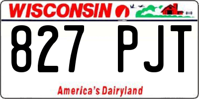 WI license plate 827PJT