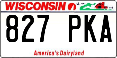 WI license plate 827PKA