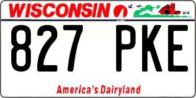 WI license plate 827PKE