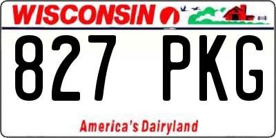 WI license plate 827PKG