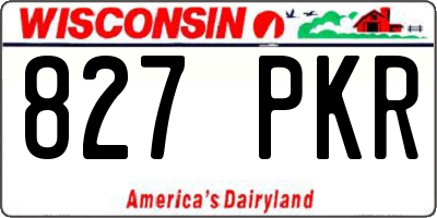 WI license plate 827PKR