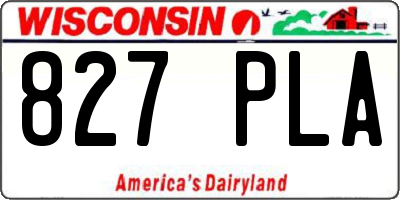 WI license plate 827PLA