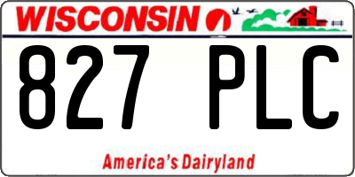 WI license plate 827PLC