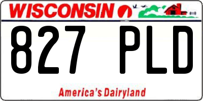WI license plate 827PLD
