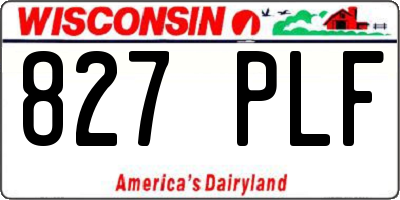 WI license plate 827PLF