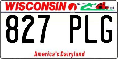 WI license plate 827PLG