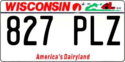 WI license plate 827PLZ