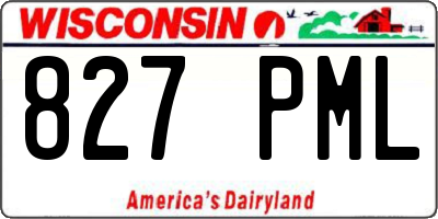 WI license plate 827PML