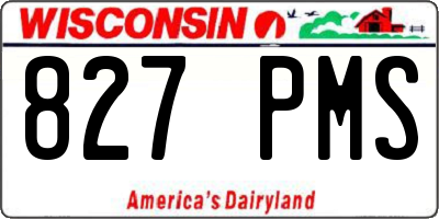 WI license plate 827PMS