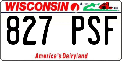 WI license plate 827PSF