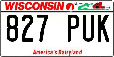 WI license plate 827PUK
