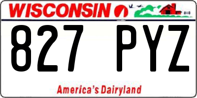 WI license plate 827PYZ