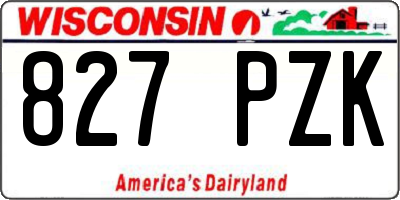 WI license plate 827PZK