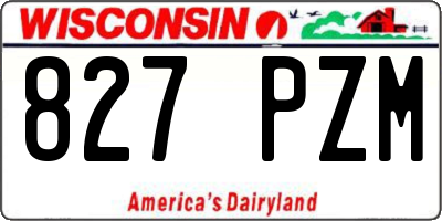 WI license plate 827PZM