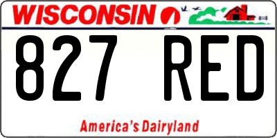 WI license plate 827RED