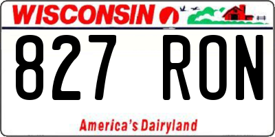 WI license plate 827RON