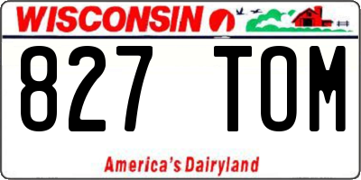 WI license plate 827TOM