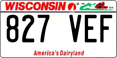 WI license plate 827VEF