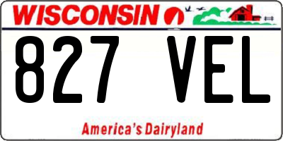 WI license plate 827VEL