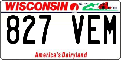 WI license plate 827VEM