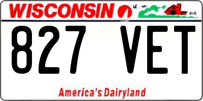 WI license plate 827VET