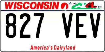 WI license plate 827VEV