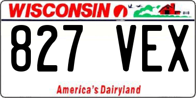 WI license plate 827VEX