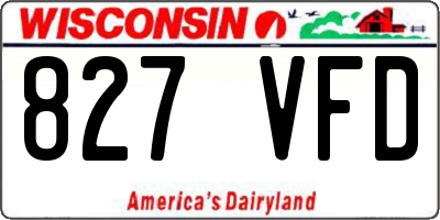 WI license plate 827VFD