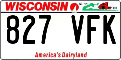 WI license plate 827VFK