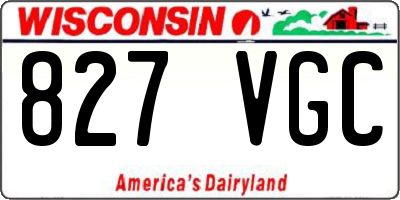 WI license plate 827VGC