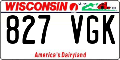 WI license plate 827VGK