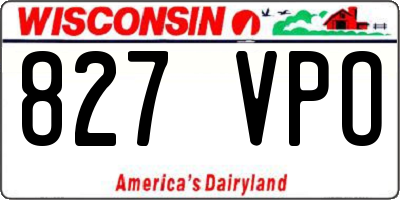 WI license plate 827VPO