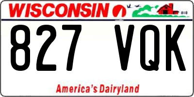 WI license plate 827VQK
