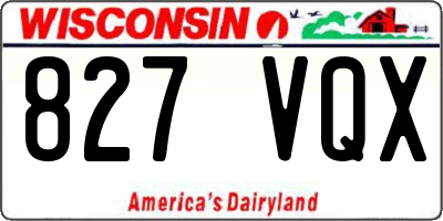 WI license plate 827VQX