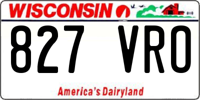 WI license plate 827VRO