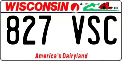 WI license plate 827VSC