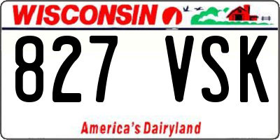 WI license plate 827VSK